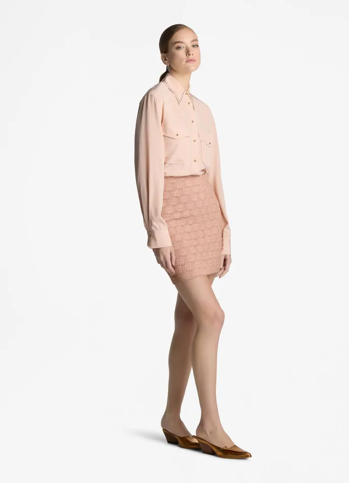 Women Skirts St John Pointelle Knit Skirt Light Blossomcopper Lurex Multi Women Skirts St John Pointelle Knit Skirt Light Blossomcopper Lurex Multi