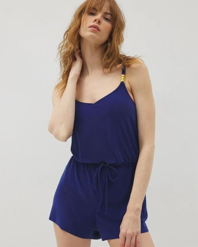 Women Soma Coverups and Accessories Beyond Control Solid Essentials Blouson Romper Deep Sea Women Soma Coverups and Accessories Beyond Control Solid Essentials Blouson Romper Deep Sea