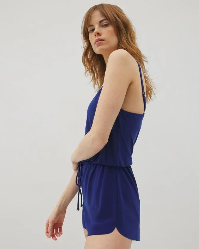 Women Soma Coverups and Accessories Beyond Control Solid Essentials Blouson Romper Deep Sea