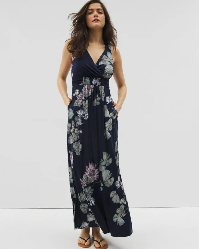 Women Soma Long Dresses Soft Jersey Cross Back Maxi Bra Dress Botanical Bliss Navy Women Soma Long Dresses Soft Jersey Cross Back Maxi Bra Dress Botanical Bliss Navy