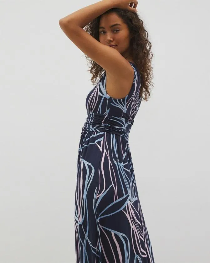 Women Soma Long Dresses Soft Jersey Goddess Maxi Bra Dress So Releafed Grand Navy