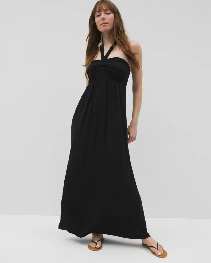 Women Soma Long Dresses Soft Jersey Retreat Maxi Bra Dress Black