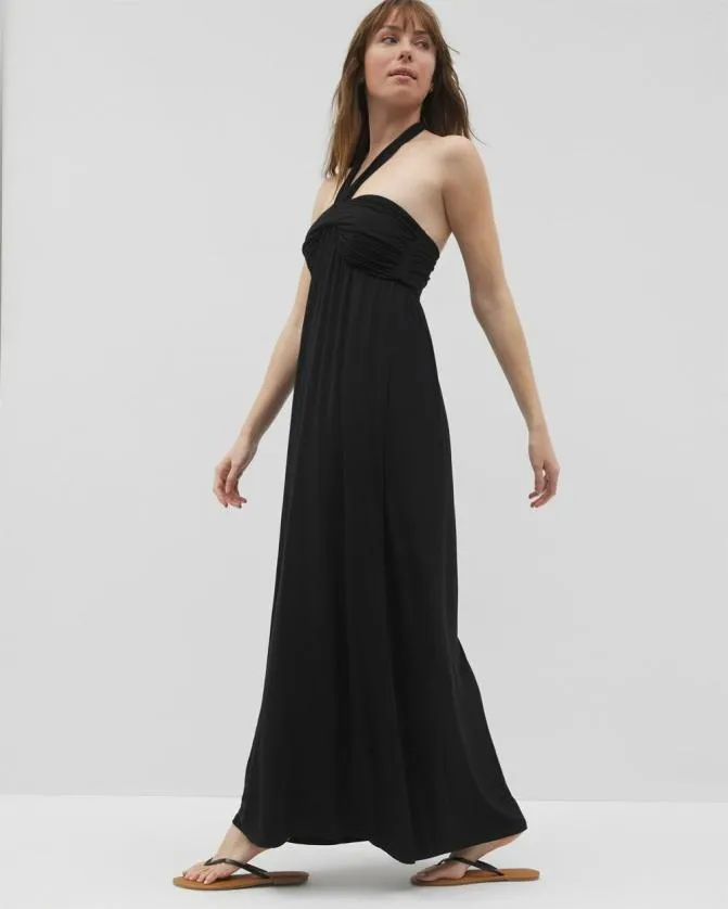 Women Soma Long Dresses Soft Jersey Retreat Maxi Bra Dress Black