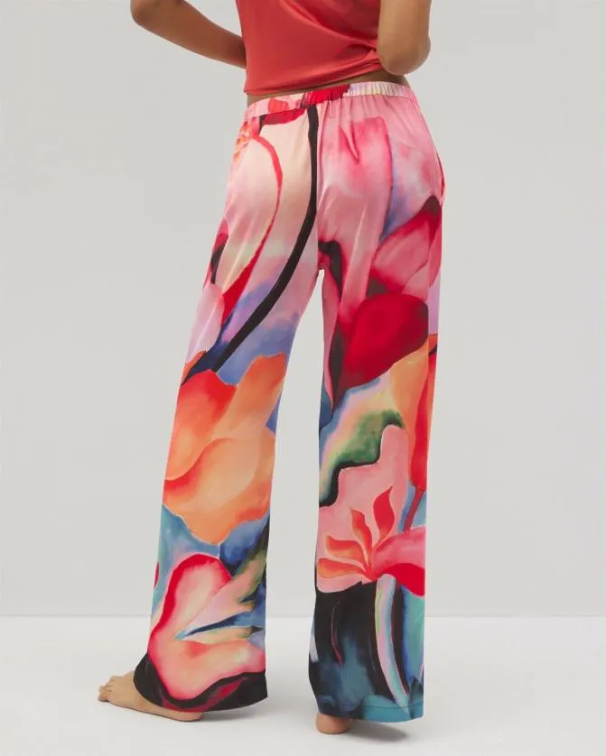Women Soma Matching Separates Satin Printed Pajama Pants Artist Garden Placement C