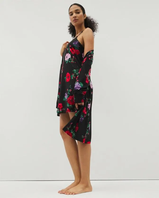 Women Soma Nightgowns Cool Nights Lace Chemise Rhapsody Flora Black