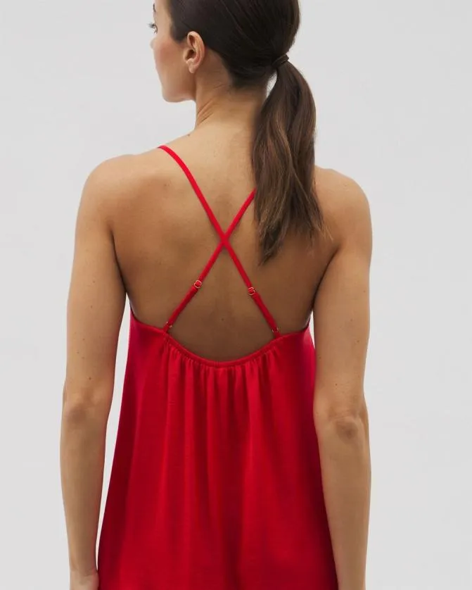 Women Soma Nightgowns Crinkle Satin LaceTrim Chemise Dare Me Red