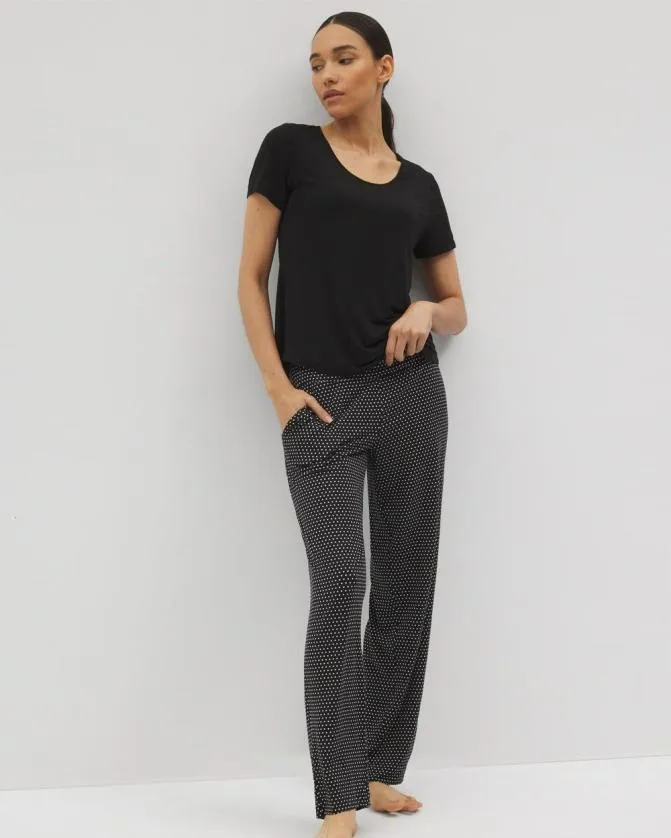 Women Soma Pajama Sets Cool Nights Packaged ShortSleeve Pant Set Thoughtful Dot Black