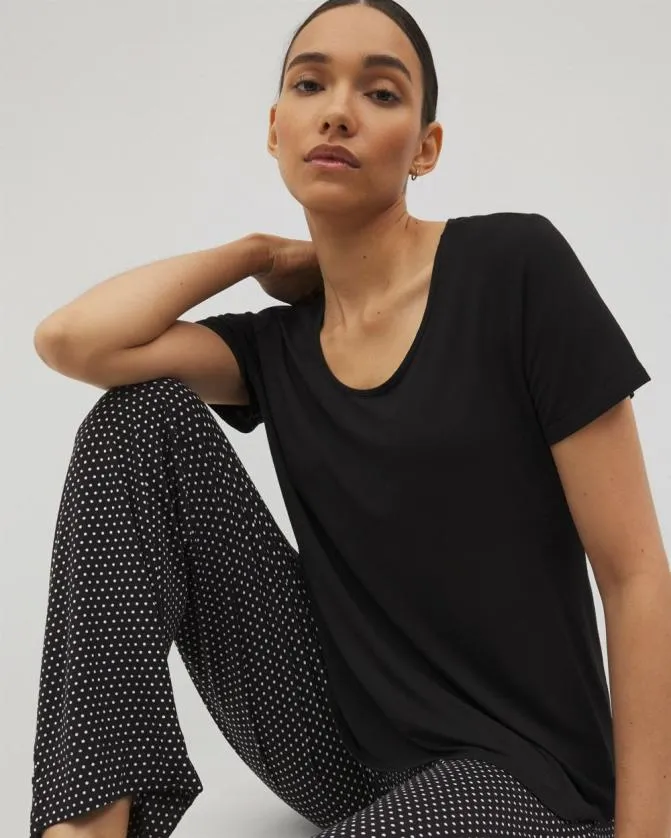 Women Soma Pajama Sets Cool Nights Packaged ShortSleeve Pant Set Thoughtful Dot Black