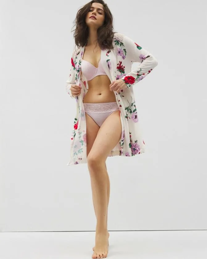 Women Soma Robes Cool Nights Short Robe With Lace Rhapsody Floral Sugar