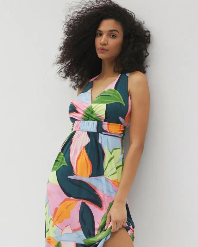 Women Soma Short Dresses Soft Jersey Cross Back Strap Bra Dress Flirty Flora Dark Sea Women Soma Short Dresses Soft Jersey Cross Back Strap Bra Dress Flirty Flora Dark Sea