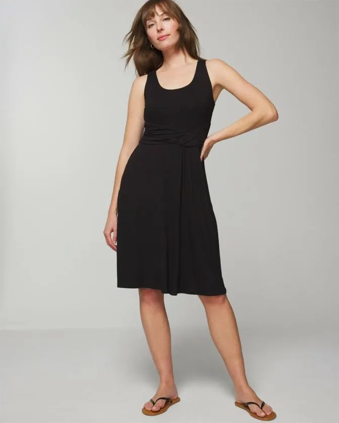 Women Soma Short Dresses Soft Jersey Draped Empire Short Bra Dress Black