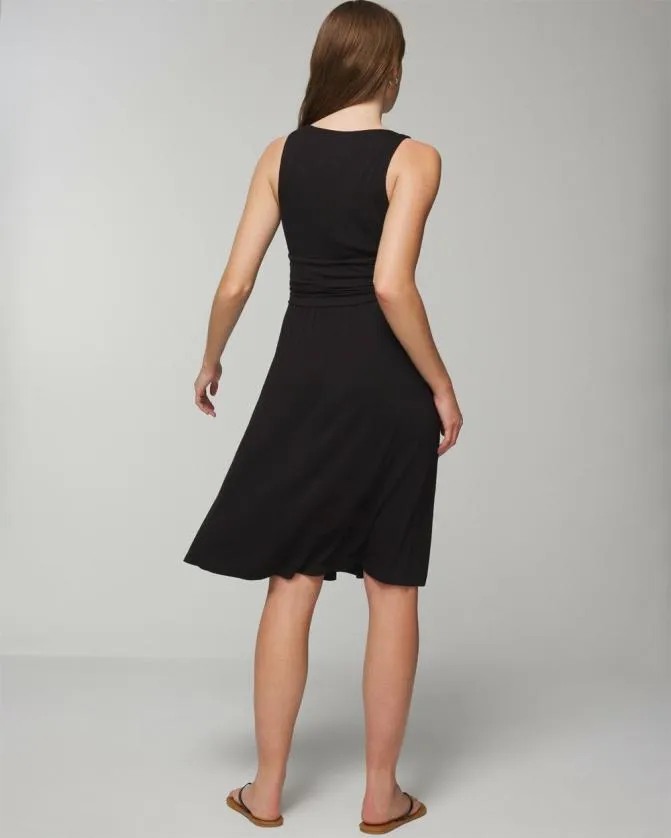 Women Soma Short Dresses Soft Jersey Draped Empire Short Bra Dress Black