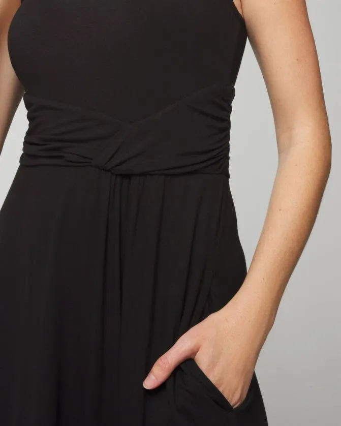 Women Soma Short Dresses Soft Jersey Draped Empire Short Bra Dress Black