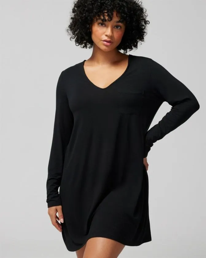 Women Soma Sleepshirts Cool Nights LongSleeve Sleepshirt Black