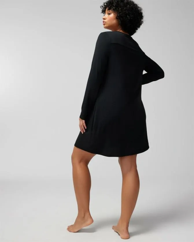 Women Soma Sleepshirts Cool Nights LongSleeve Sleepshirt Black