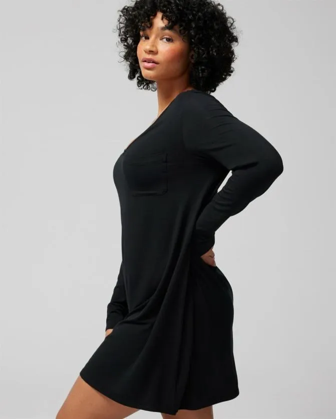 Women Soma Sleepshirts Cool Nights LongSleeve Sleepshirt Black