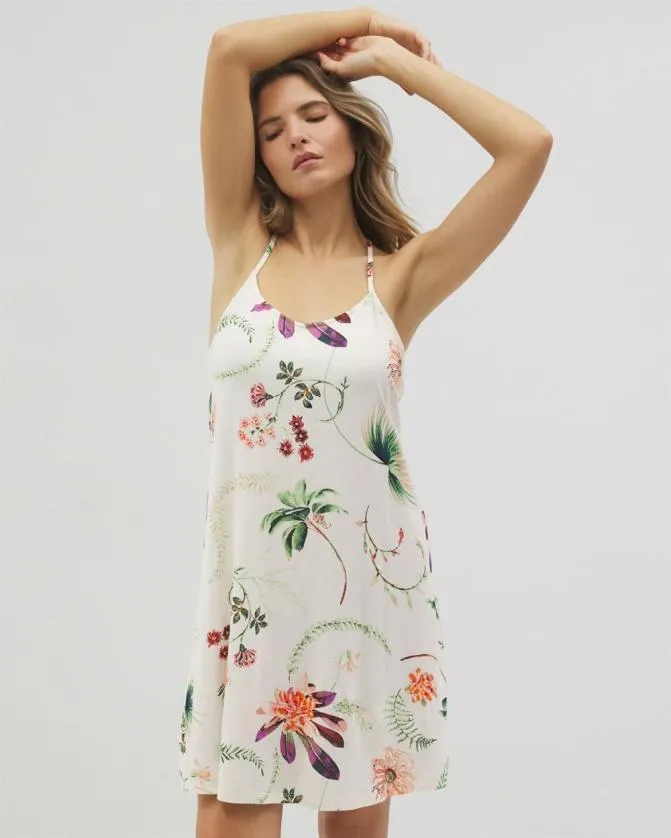 Women Soma Sleepshirts Cool Nights Strappy Sleepshirt Paradise Plumes Champagne