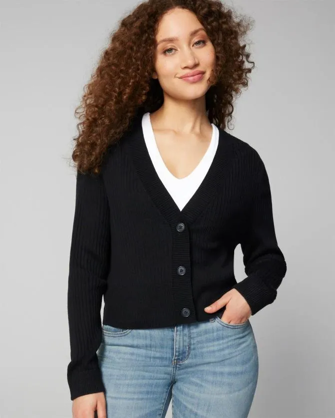 Women Soma Sweaters and Cardigans Luxe Soft Ribbed Cardigan Black