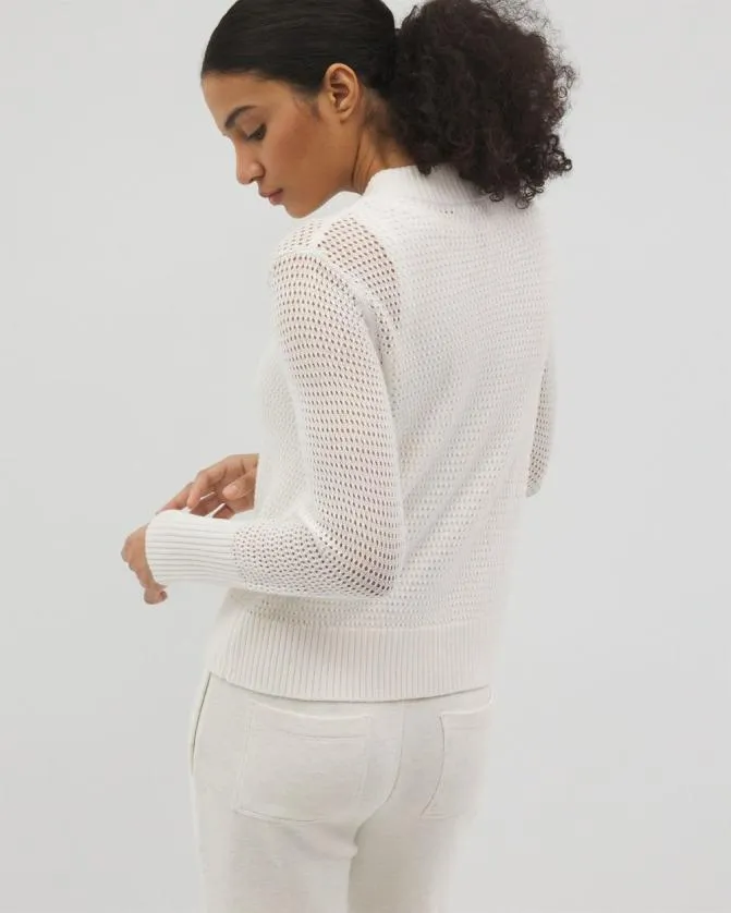 Women Soma Sweaters and Cardigans Open Stitch ZipUp Sweater Salt Mist