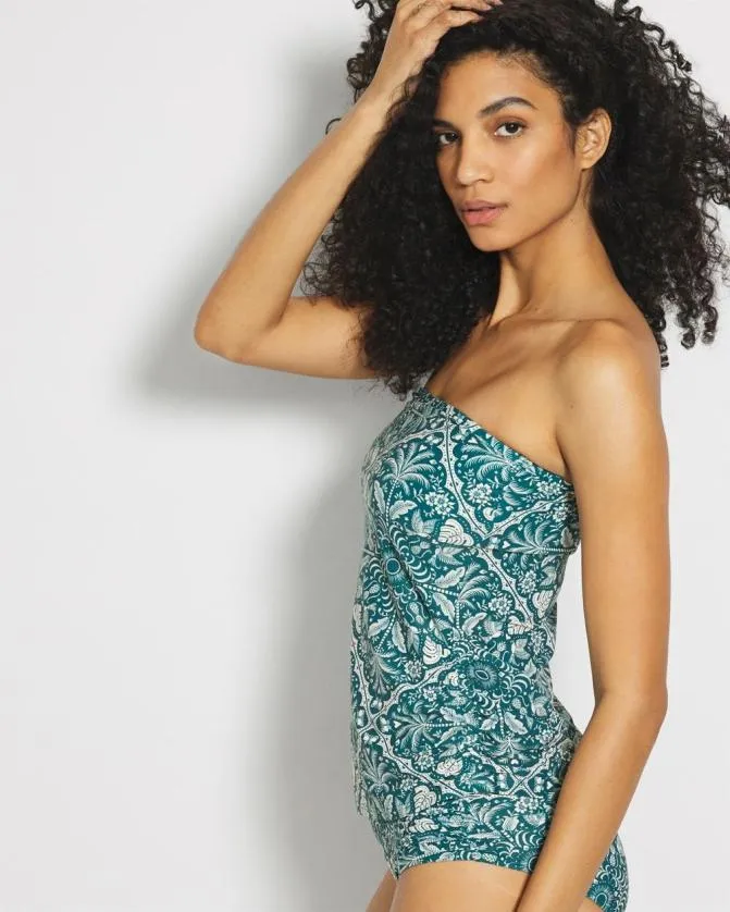 Women Soma Swim Tops Swim Bandeau Tankini Top Amazonia Tile M Deep Teal
