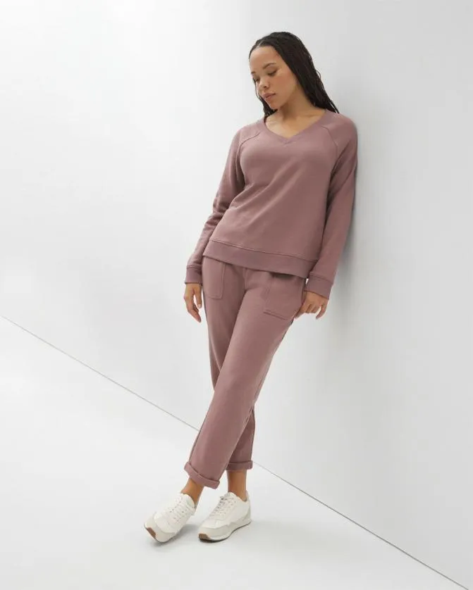 Women Soma Tops Cotton Terry VNeck Sweatshirt French Mauve