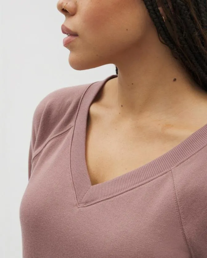 Women Soma Tops Cotton Terry VNeck Sweatshirt French Mauve
