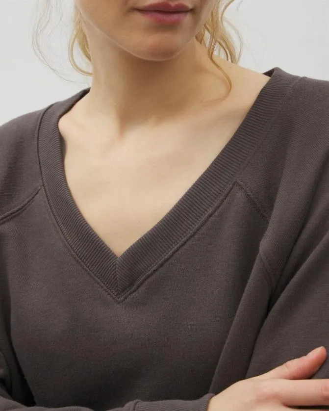Women Soma Tops Cotton Terry VNeck Sweatshirt Galaxy Gray