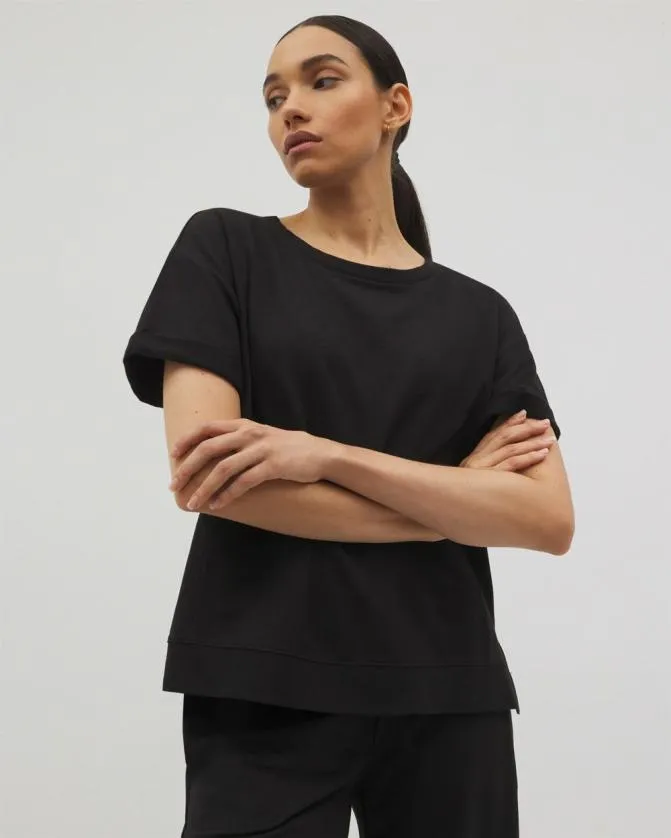 Women Soma Tops Essential Terry Relaxed Short Sleeve Top Black