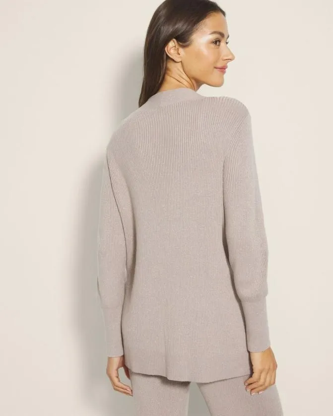 Women Soma Tops Lurex VNeck Sweater Silver Taupe