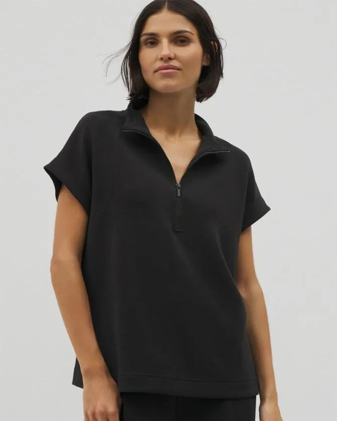 Women Soma Tops Luxe Modal Quarter Zip Top Black