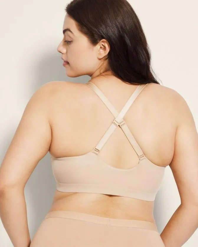 Women Soma Wireless Bras Enbliss Luxe Plunge Bralette Silver Taupe