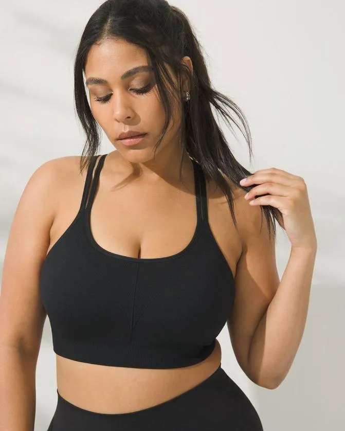 Women Soma Wireless Bras Sport Seamless Bra With Strappy Back Black