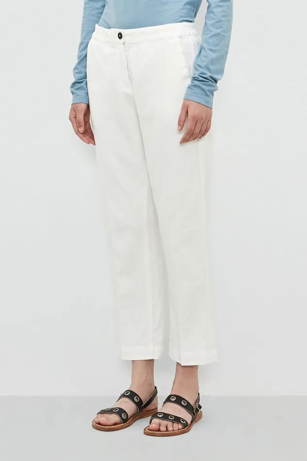 Women SPARUS 8211 Cotton Linen Panama Cropped Trousers 8211 Bianco Massimo Alba Trousers and Shorts Women SPARUS 8211 Cotton Linen Panama Cropped Trousers 8211 Bianco Massimo Alba Trousers and Shorts