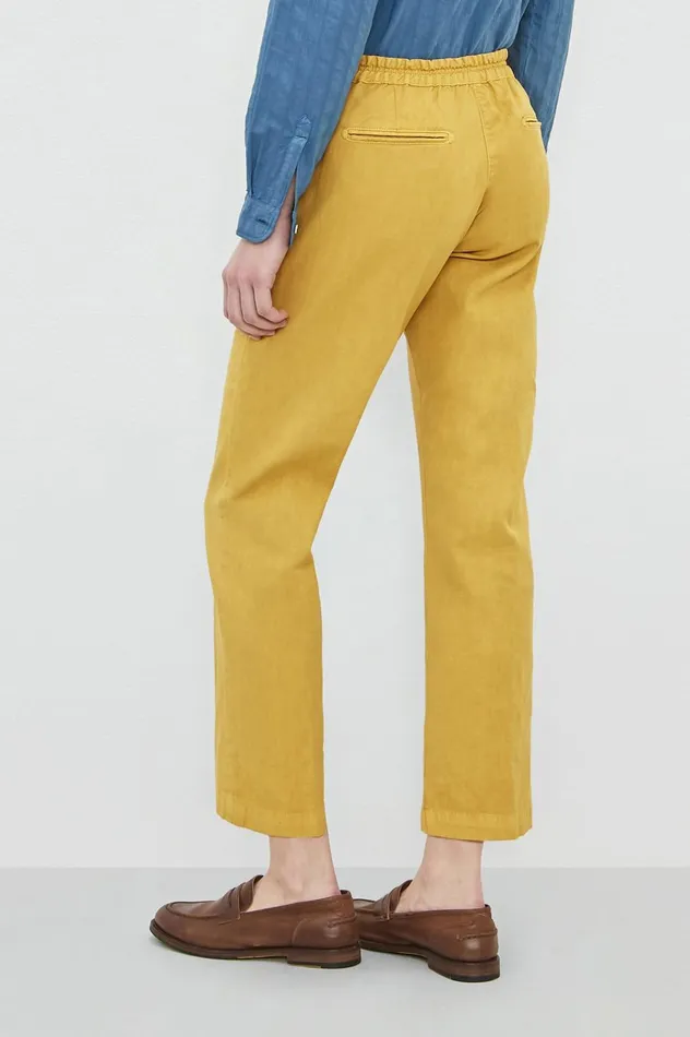 Women SPARUS 8211 Cotton Linen Panama Cropped Trousers 8211 Mostarda Massimo Alba Trousers and Shorts Women SPARUS 8211 Cotton Linen Panama Cropped Trousers 8211 Mostarda Massimo Alba Trousers and Shorts