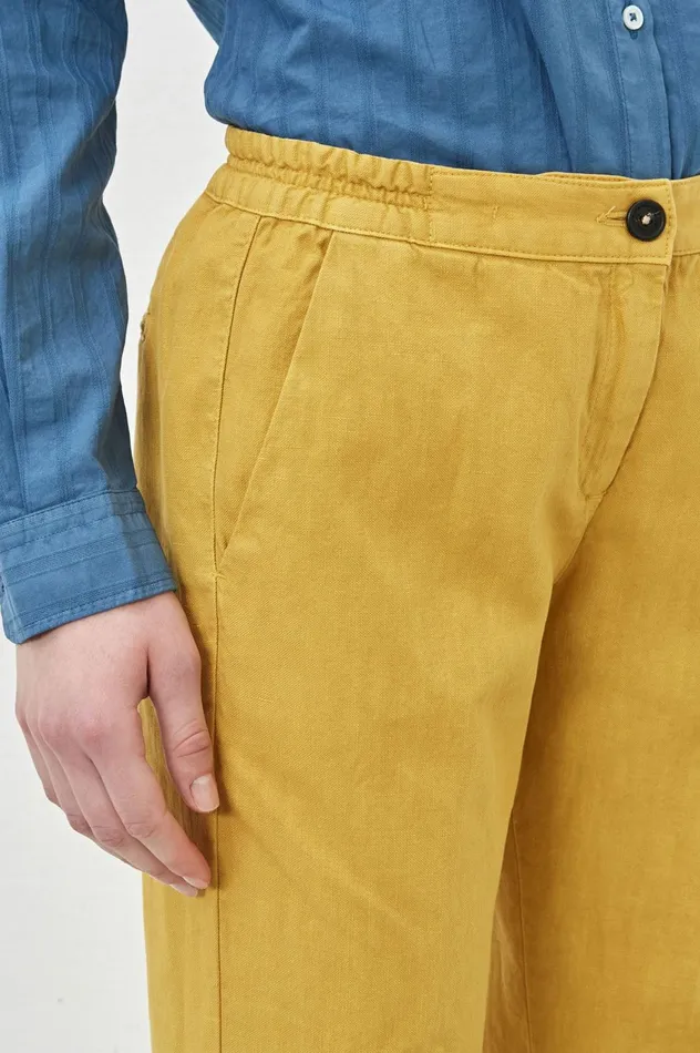 Women SPARUS 8211 Cotton Linen Panama Cropped Trousers 8211 Mostarda Massimo Alba Trousers and Shorts Women SPARUS 8211 Cotton Linen Panama Cropped Trousers 8211 Mostarda Massimo Alba Trousers and Shorts