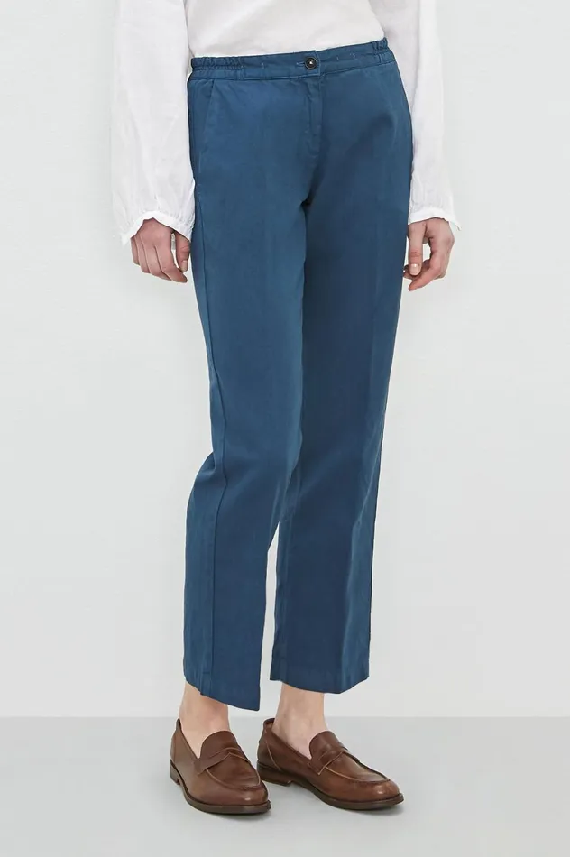 Women SPARUS 8211 Cotton Linen Panama Cropped Trousers 8211 Oltremare Massimo Alba Trousers and Shorts Women SPARUS 8211 Cotton Linen Panama Cropped Trousers 8211 Oltremare Massimo Alba Trousers and Shorts