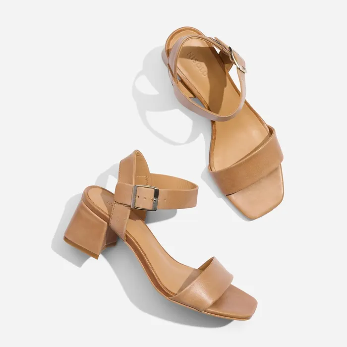 Women Stella GoTo Block Heel Sandal Almond Nisolo Sandals