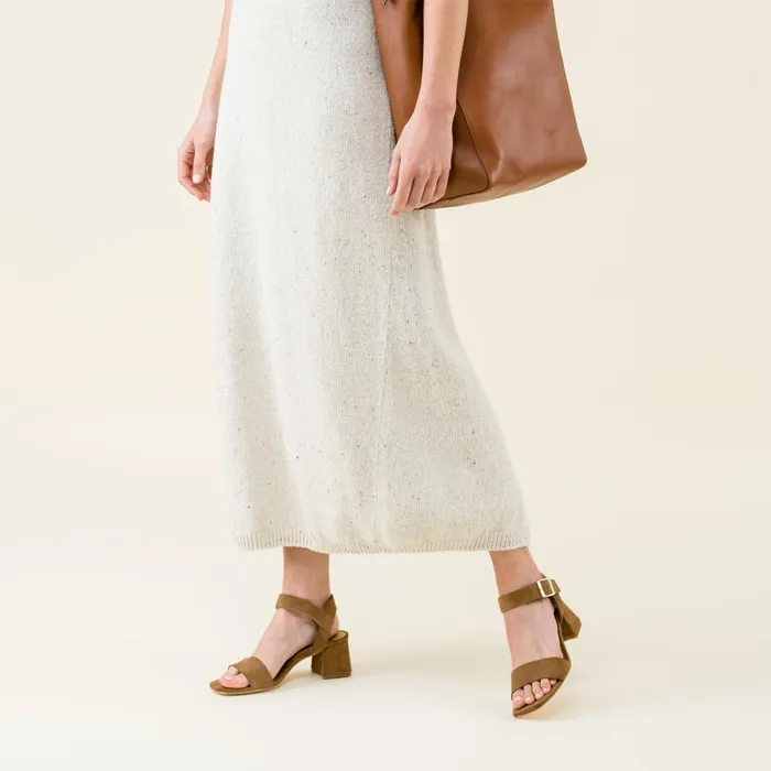 Women Stella GoTo Block Heel Taupe Suede Nisolo Heels