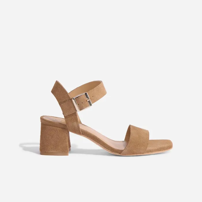 Women Stella GoTo Block Heel Taupe Suede Nisolo Heels