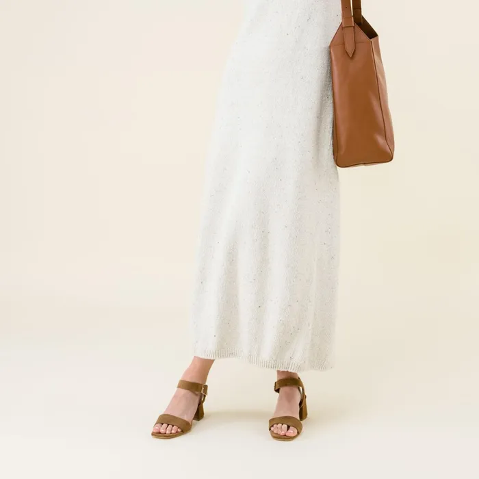 Women Stella GoTo Block Heel Taupe Suede Nisolo Heels
