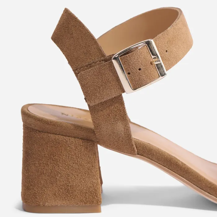 Women Stella GoTo Block Heel Taupe Suede Nisolo Heels