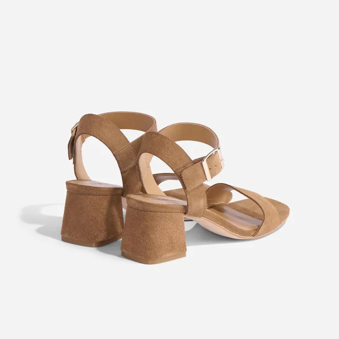 Women Stella GoTo Block Heel Taupe Suede Nisolo Heels