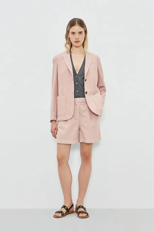 Women STROMBOLI 8211 Cotton Linen Singlebreasted Jacket 8211 Soft Pink Massimo Alba Jackets and Coats