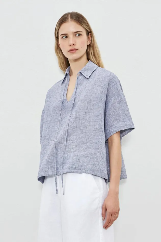 Women SUNNY 8211 Linen Shirt 8211 Blu Massimo Alba Shirts