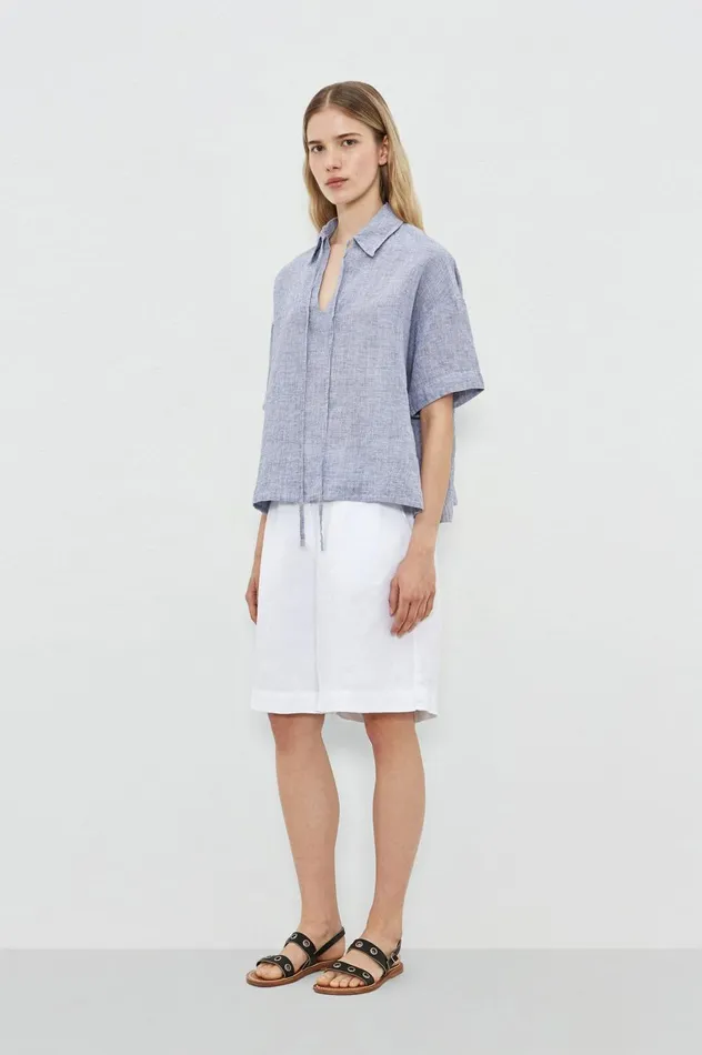 Women SUNNY 8211 Linen Shirt 8211 Blu Massimo Alba Shirts