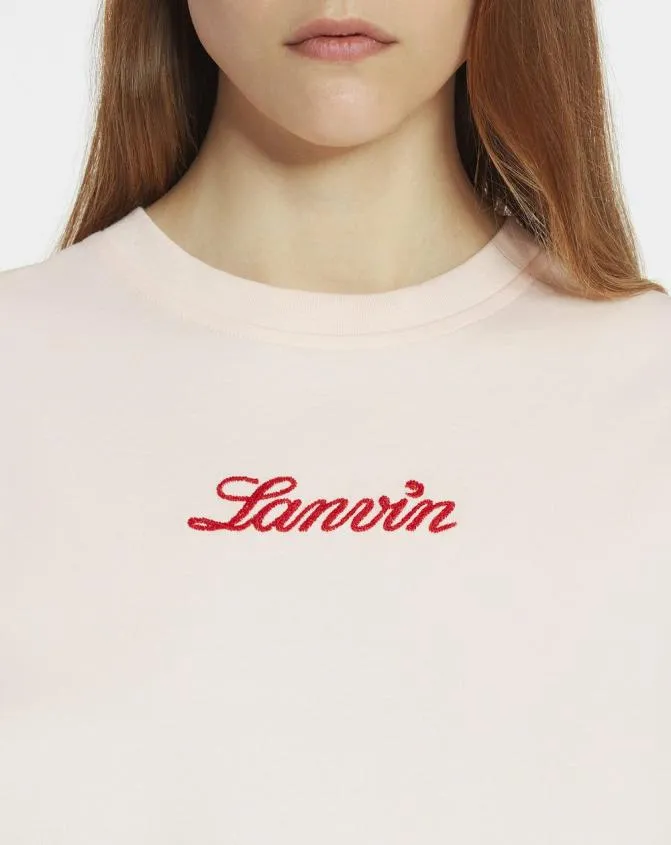 Women TShirts and Sweatshirts Lanvin Embroidered TShirt Powder Pink Women TShirts and Sweatshirts Lanvin Embroidered TShirt Powder Pink