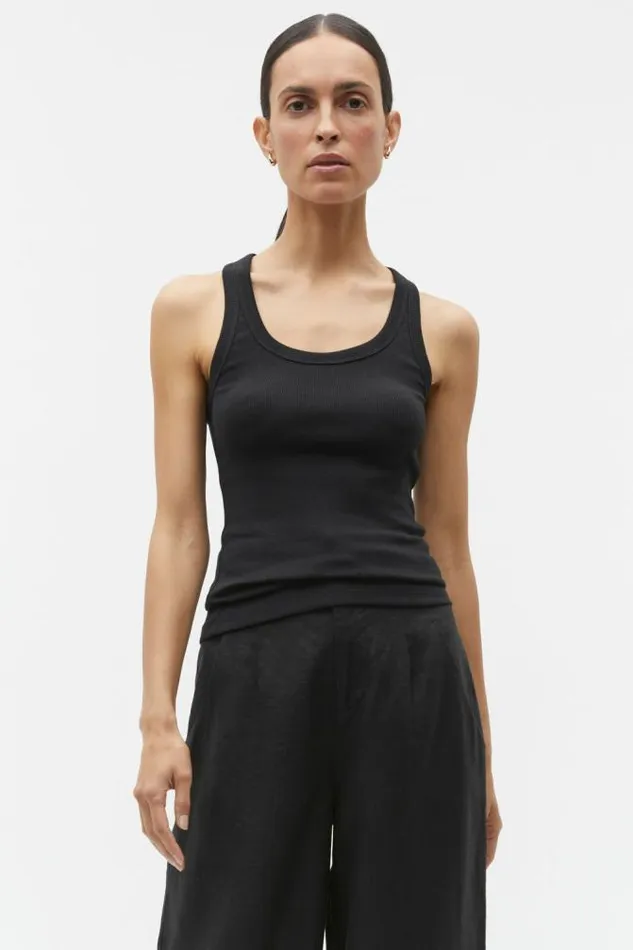 Women TShirts and Tops Seed Heritage Australian Cotton Rib Tank Black