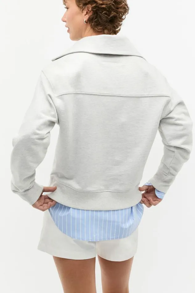Women TShirts and Tops Seed Heritage Core Heritage Half Zip Sweat Vintage Grey Marle