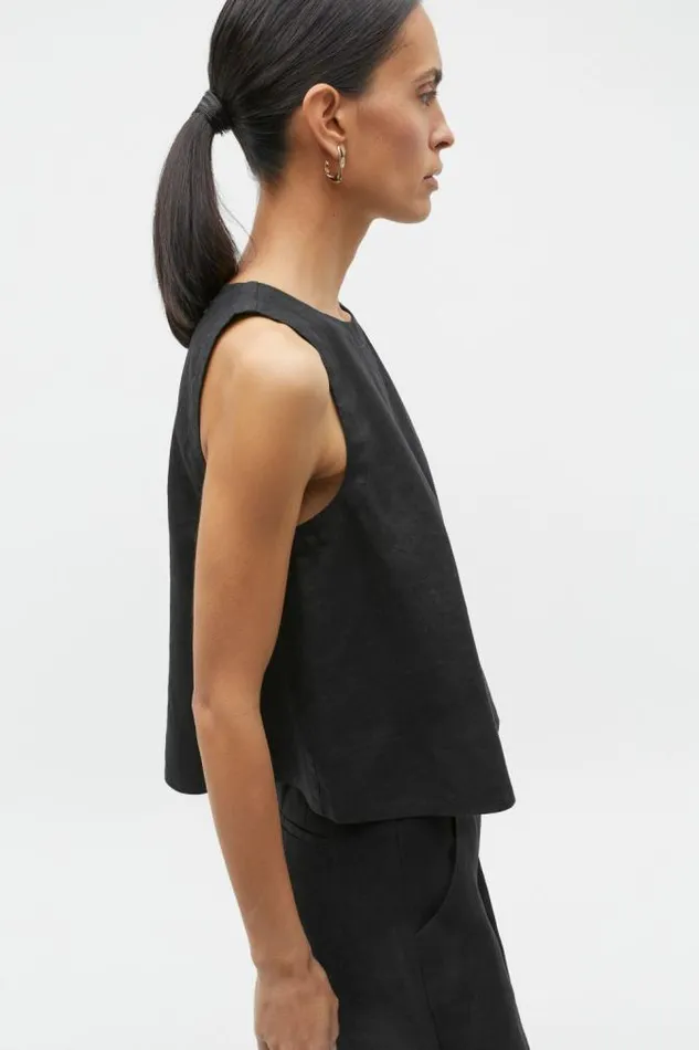 Women TShirts and Tops Seed Heritage Core Linen Shell Top Black