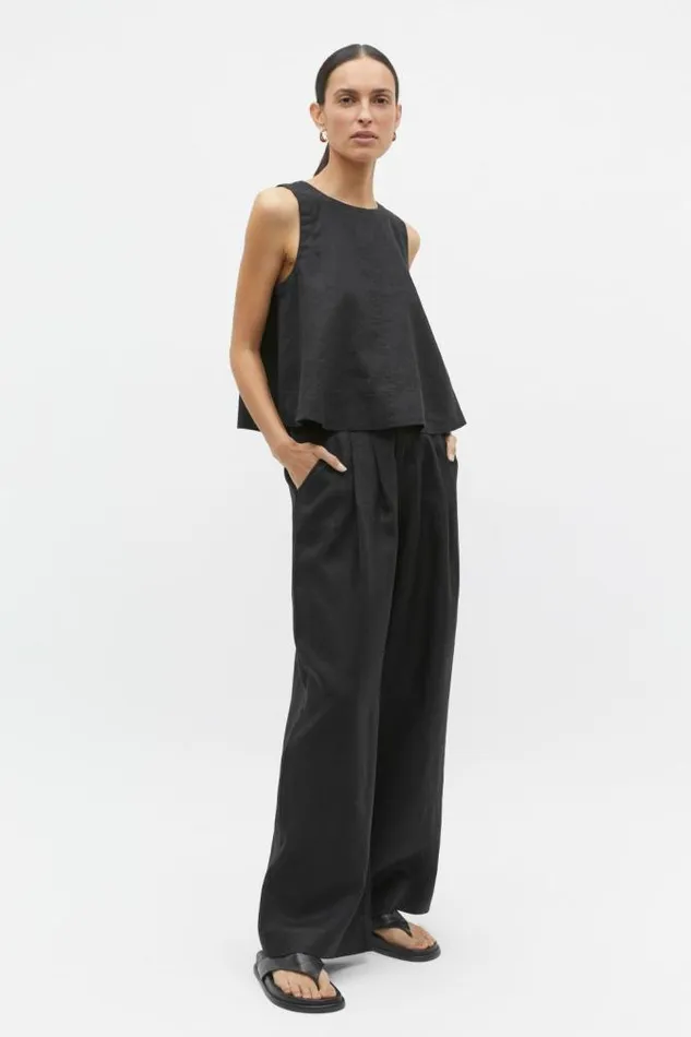 Women TShirts and Tops Seed Heritage Core Linen Shell Top Black